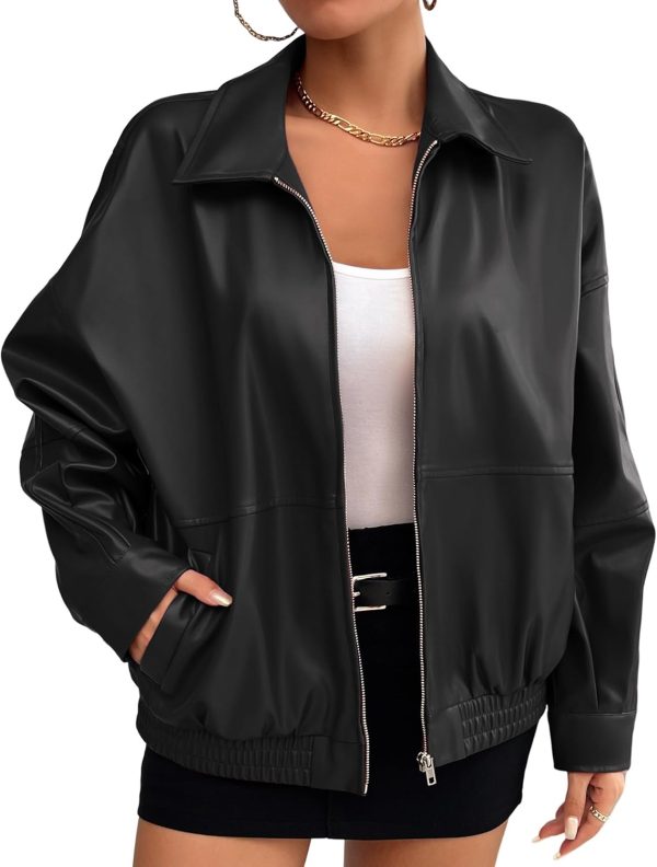Womens Faux Leather Jacket Oversized Jacket Fall Winter Outfits for Women 2026